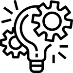 Auf einem grau - weiß kariertem Hintergrund sieht man eine mit schwarz gezeichnete Glühbirne in der Mitte, links unten und rechts oben befinden sich zwei Schrauben.